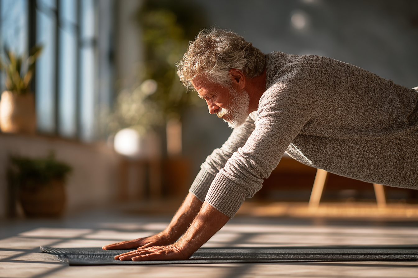 Инструктор помага на възрастна жена с йога поза